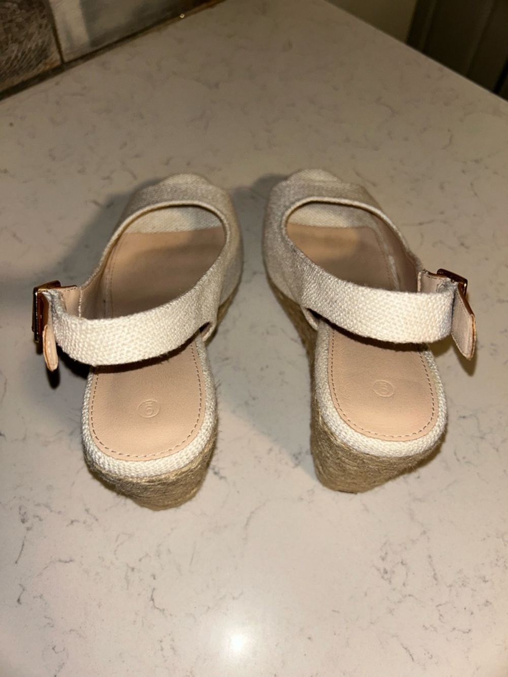 Women’s Ivory Espadrille Wedge Slingback Peep-Toe Sandal - Picture 10 of 15